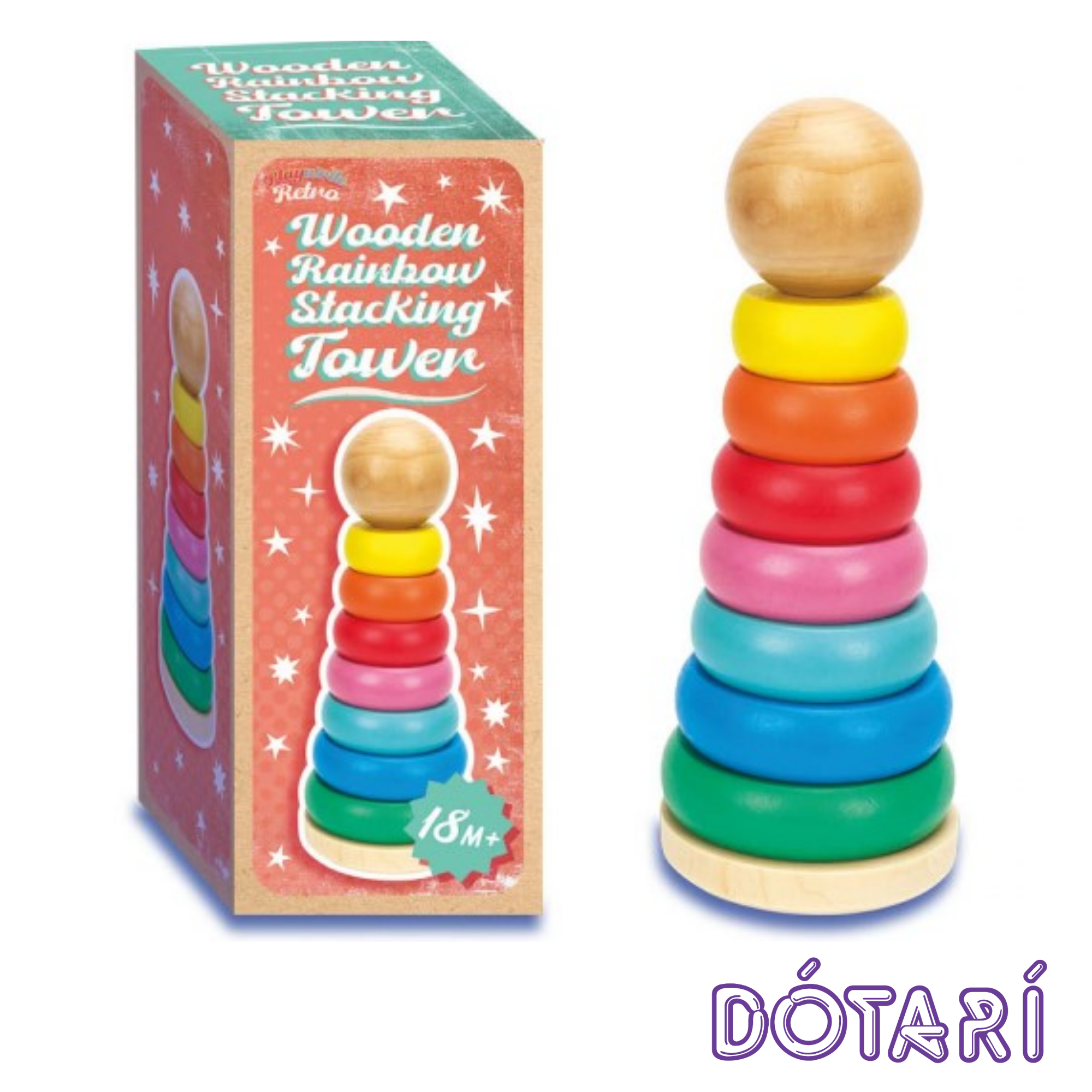 Wooden Rainbow Stacking Tower